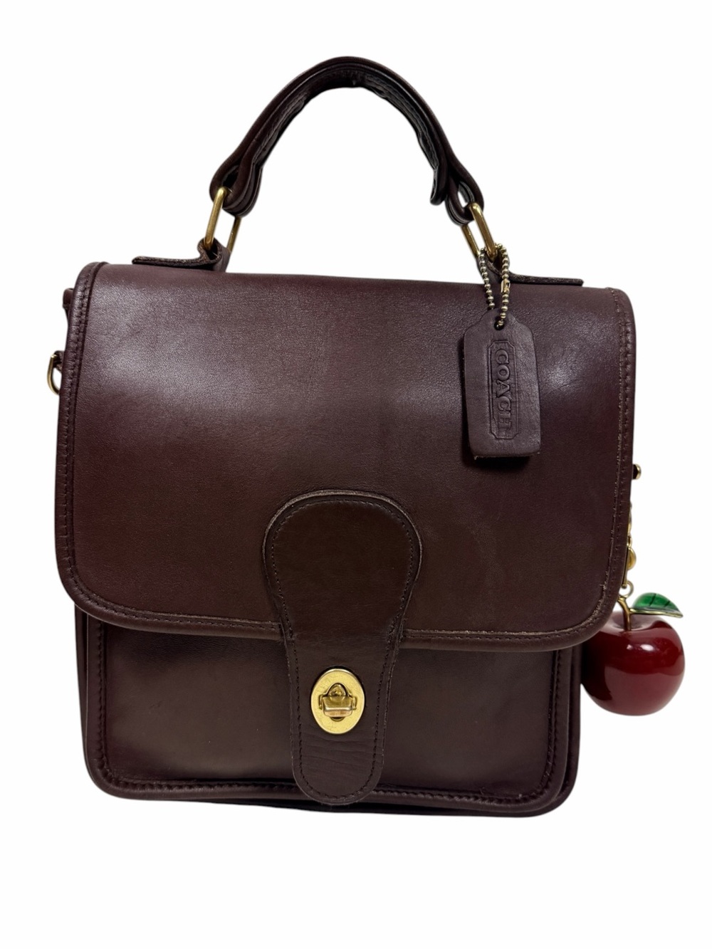 Coach Station Leather Chocolate Brown Flap Crossbody Bag